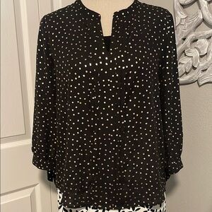 41 Hawthorn Black and White Mandarin Collar Blouse